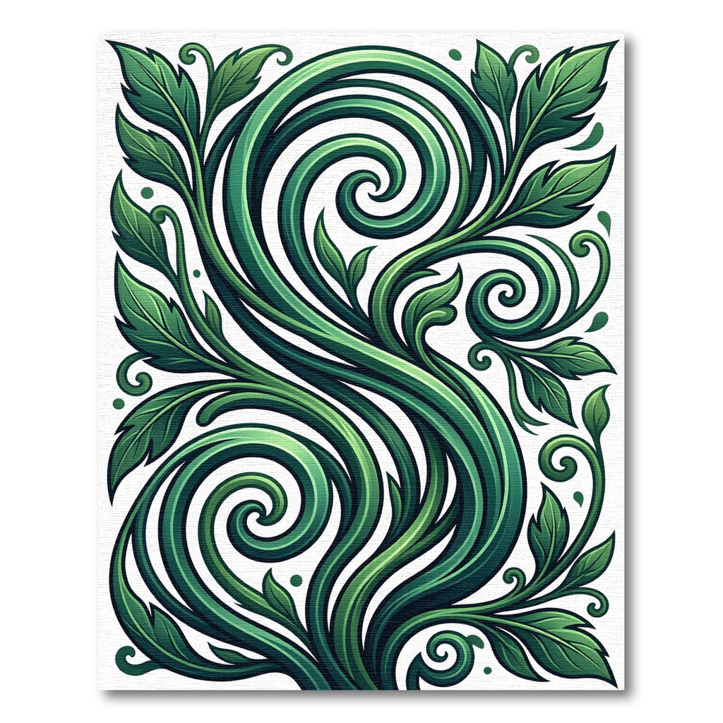 Lush Emerald Green Scrollwork Foliage Rug