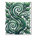 Lush Emerald Green Scrollwork Foliage Rug