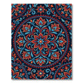 Rich Red Blue Floral Medallion Rug
