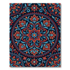 Rich Red Blue Floral Medallion Rug