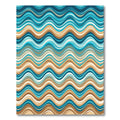 Earthy Blue Wavy Coastal Stripe Rug