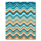 Earthy Blue Wavy Coastal Stripe Rug