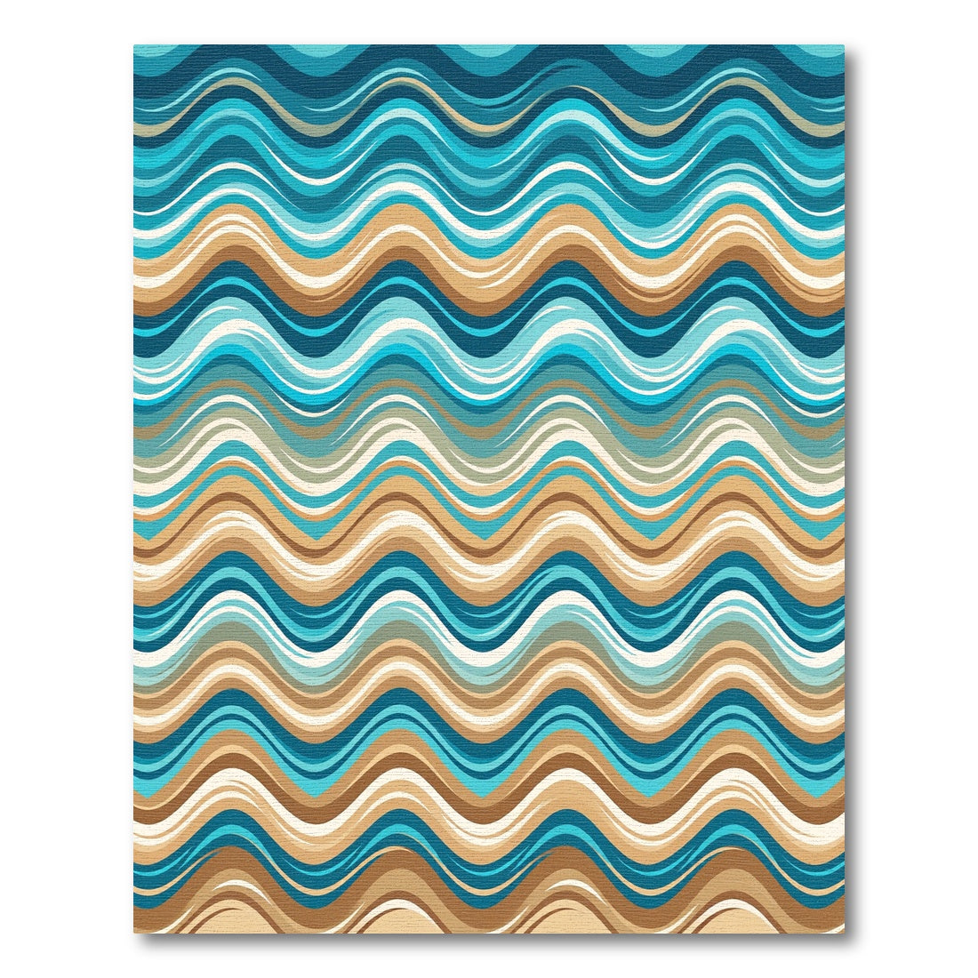 Earthy Blue Wavy Coastal Stripe Rug