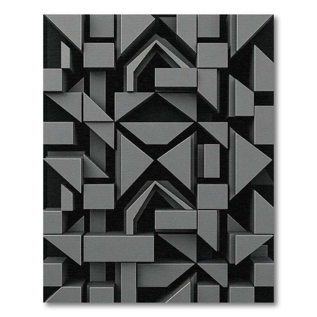 Modern Architectural Charcoal 3D Geometric Rug