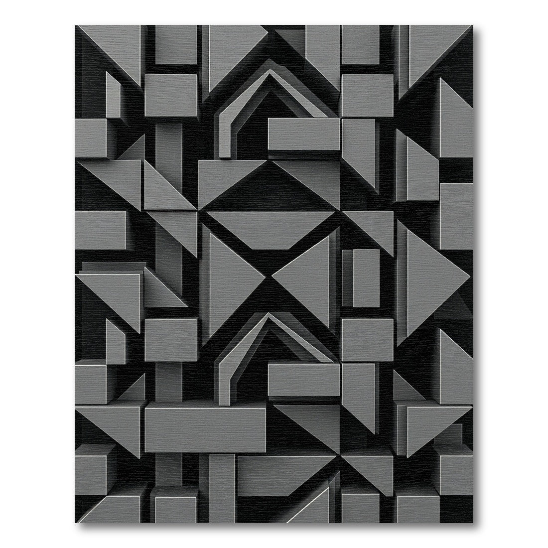 Modern Architectural Charcoal 3D Geometric Rug
