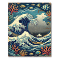 Japanese Great Wave Coral Ocean Art Rug
