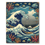 Japanese Great Wave Coral Ocean Art Rug