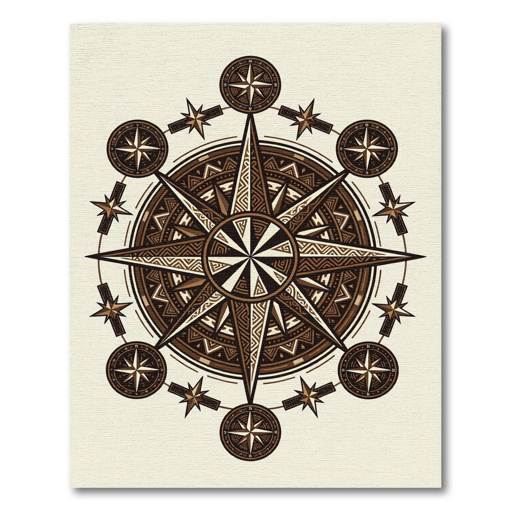 Bronze Celestial Compass Radial Medallion Rug