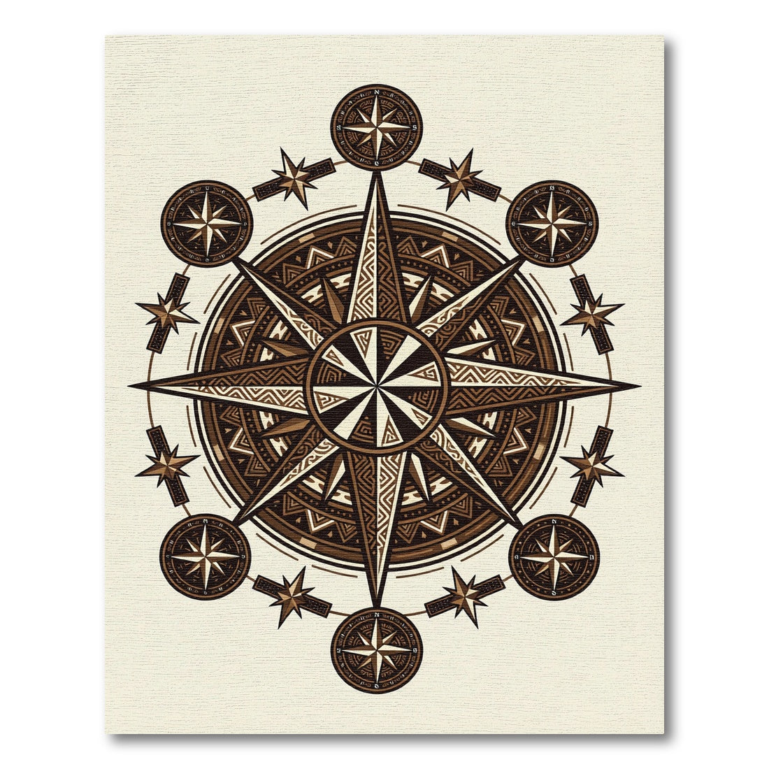 Bronze Celestial Compass Radial Medallion Rug