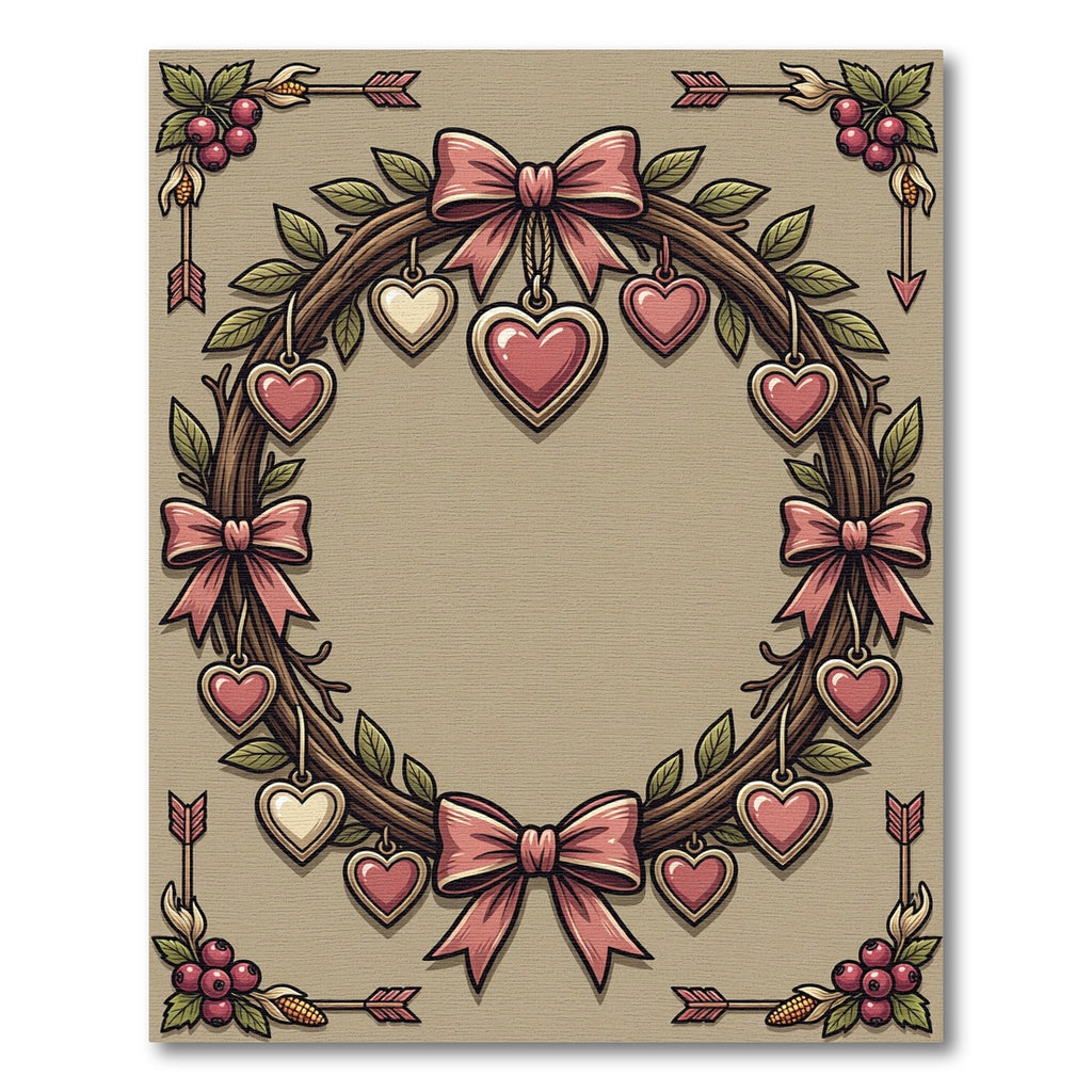 Pink Valentine Heart Wreath Garden Rug