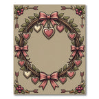 Pink Valentine Heart Wreath Garden Rug