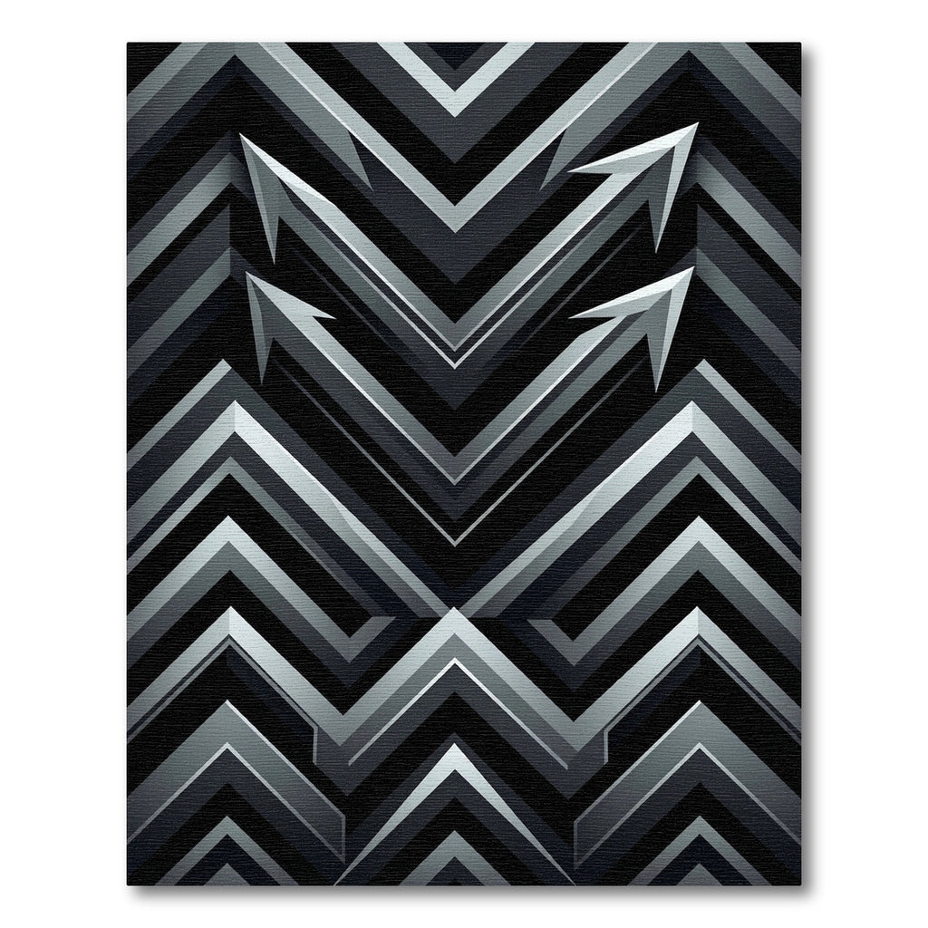 Monochromatic Metallic Arrow Chevron Rug