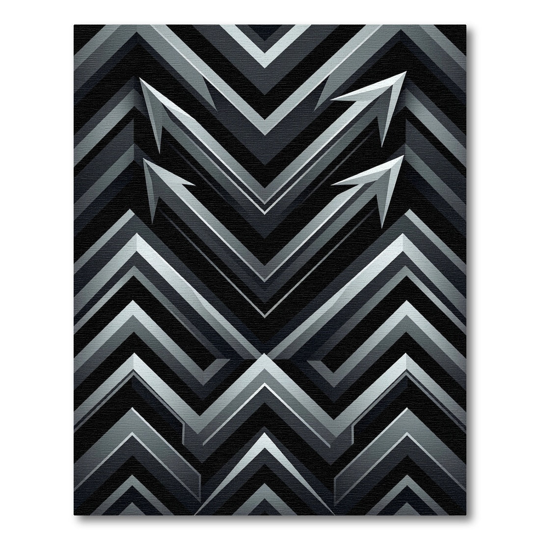 Monochromatic Metallic Arrow Chevron Rug