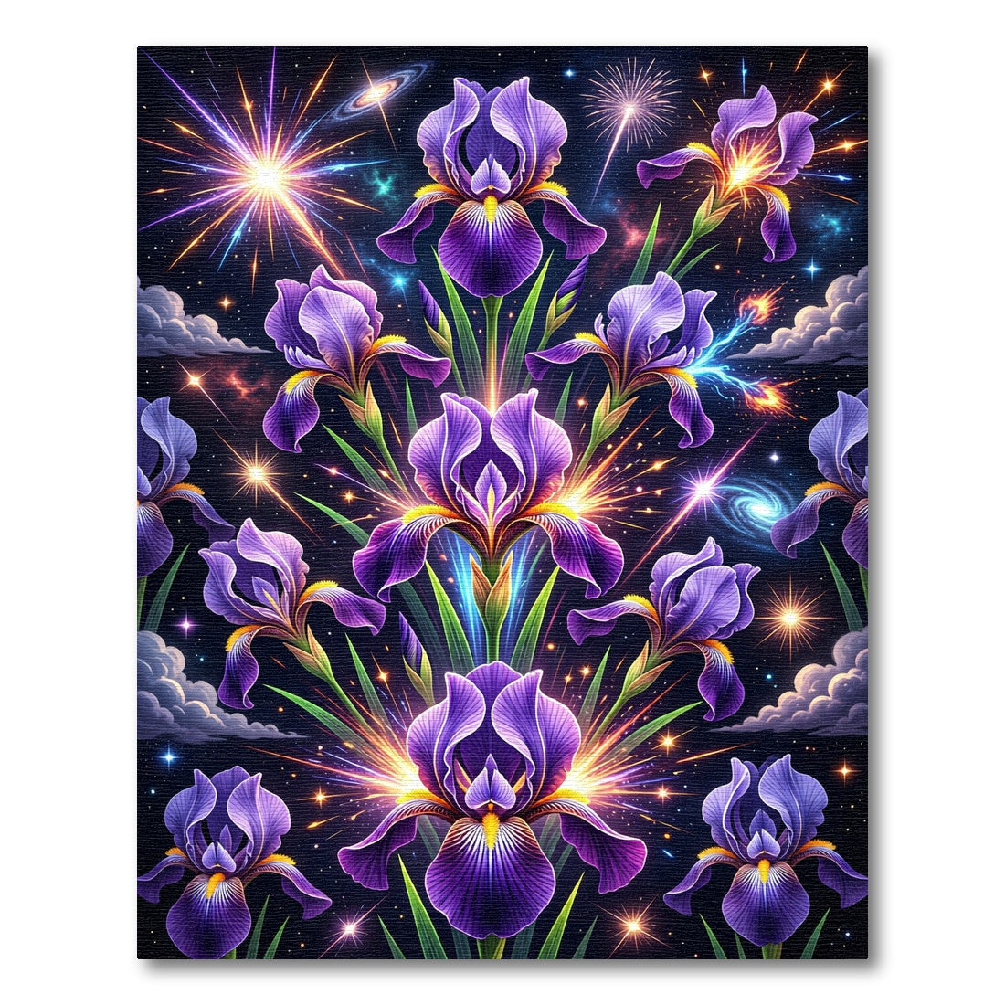 Galactic Purple Iris Fireworks Splash Rug