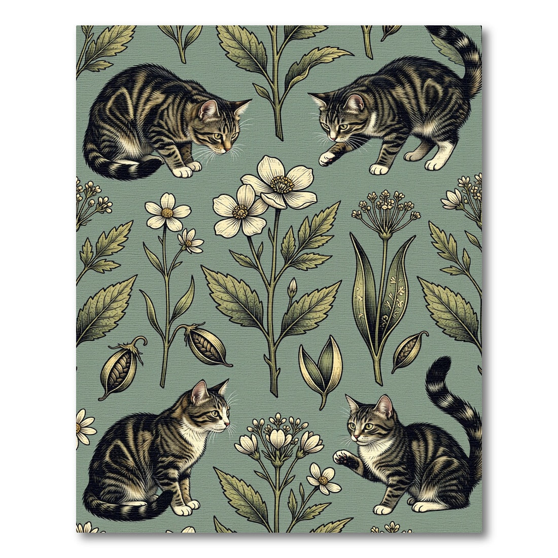 Charming Tabby Cats Among Blossoms Rug