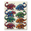 Colorful Tribal Dinosaur Reptile Illustration Rug