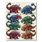 Colorful Tribal Dinosaur Reptile Illustration Rug
