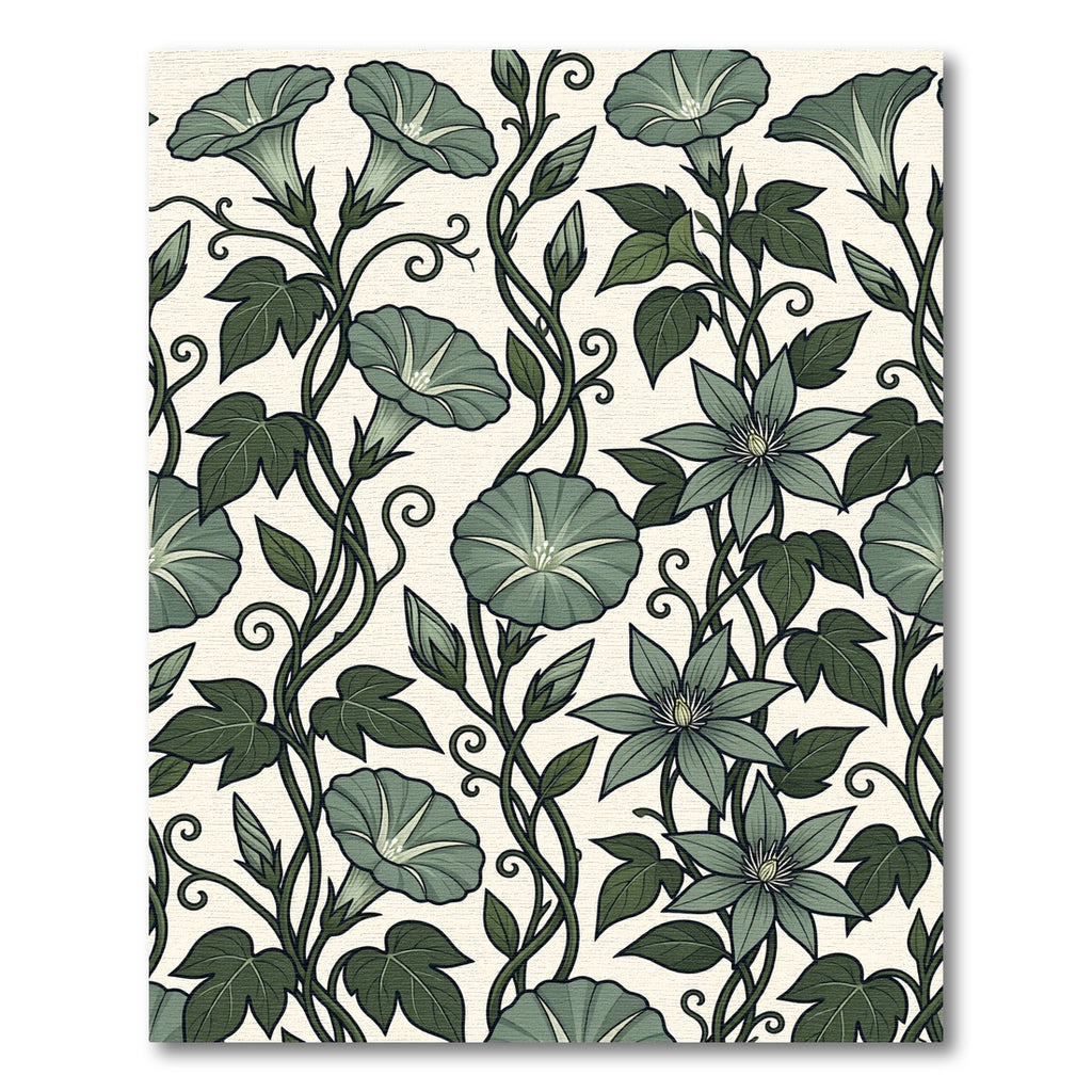Sage Green Floral Vine Repeats Rug