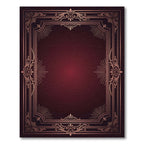 Ornate Burgundy Copper Filigree Frame Rug