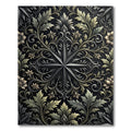 Elegant Charcoal Gold Botanical Star Medallion Rug