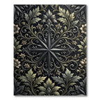Elegant Charcoal Gold Botanical Star Medallion Rug