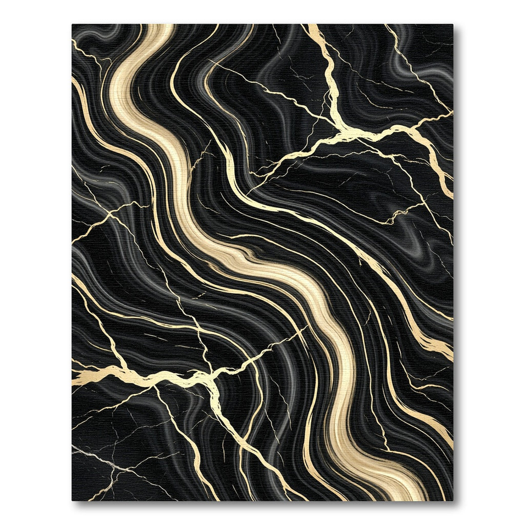 Black and Gold Liquid Marble Wave Rug