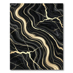 Black and Gold Liquid Marble Wave Rug
