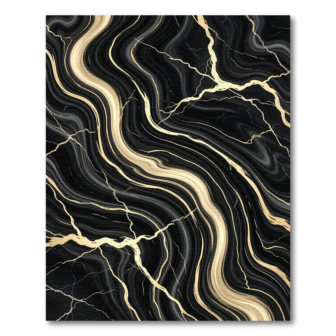 Black and Gold Liquid Marble Wave Rug