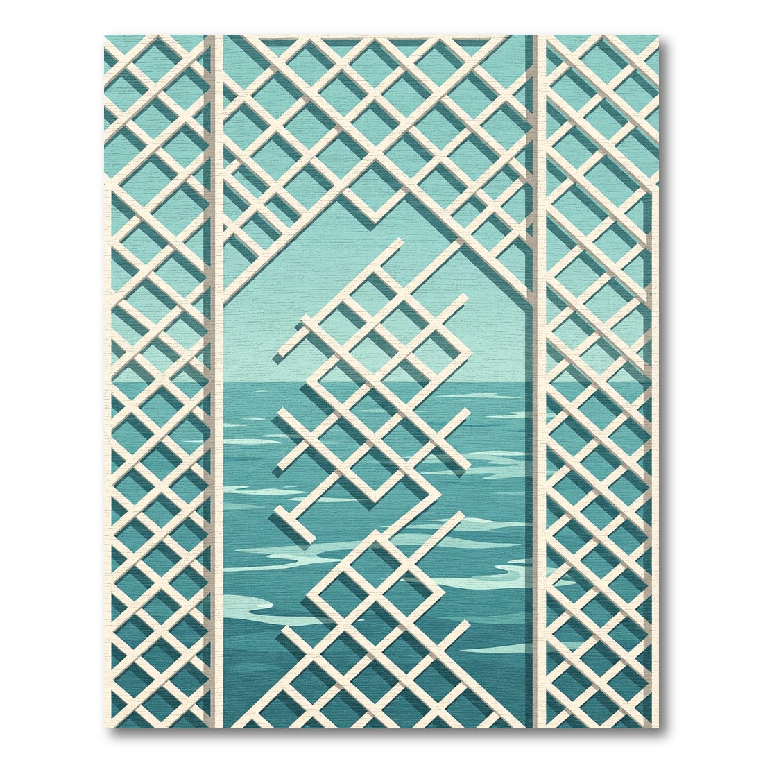 Teal Lattice Geometric Aqua Vista Rug