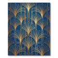 Art Deco Gold Fan Sapphire Blue Rug