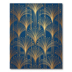 Art Deco Gold Fan Sapphire Blue Rug