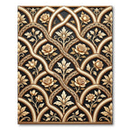 Elegant Gold Rose Archway Pattern Rug