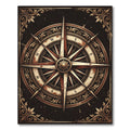Antique Gold Compass Nautical Mural Rug