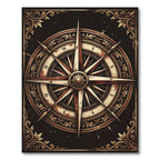 Antique Gold Compass Nautical Mural Rug
