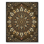 Gilded Feathered Mandala Bronze Medallion Rug