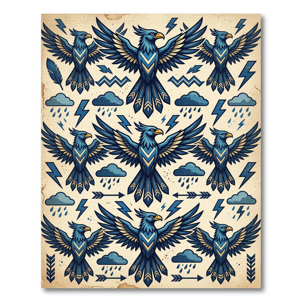 Bold Sapphire Eagle Storm Clouds Rug