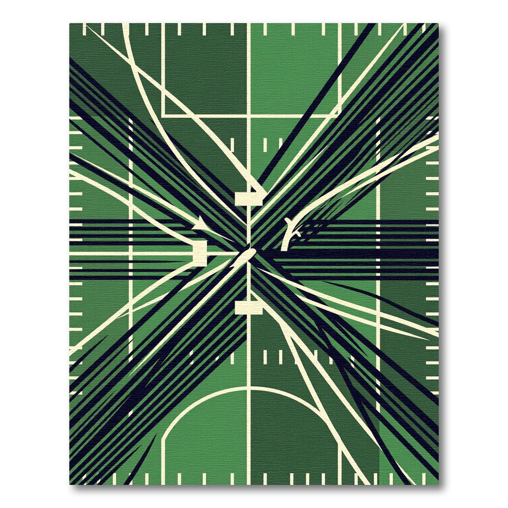 Abstract Geometric Field Forest Green Accent Rug