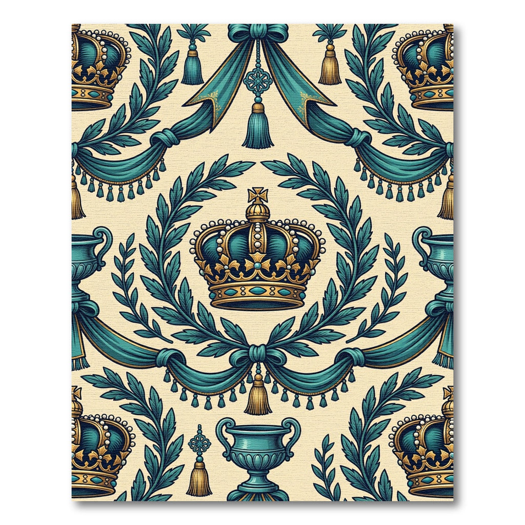 Regal Teal Crown and Laurel Garland Rug