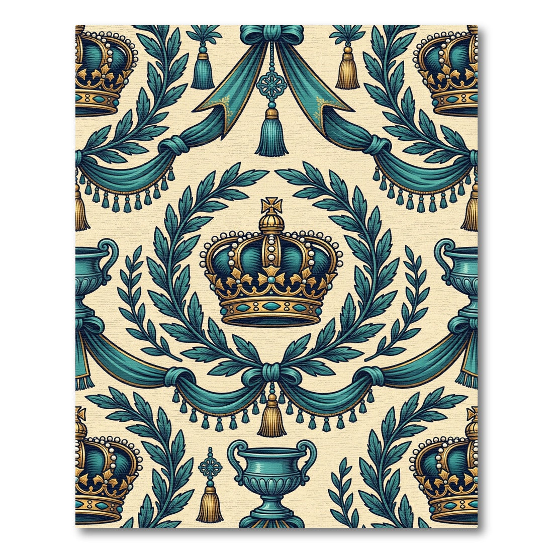 Regal Teal Crown and Laurel Garland Rug