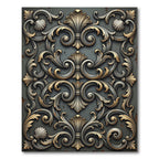 Ornate Metallic Baroque Scrolled Filigree Rug