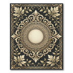 Ornate Gold Leaf Scrollwork Centerpiece Rug