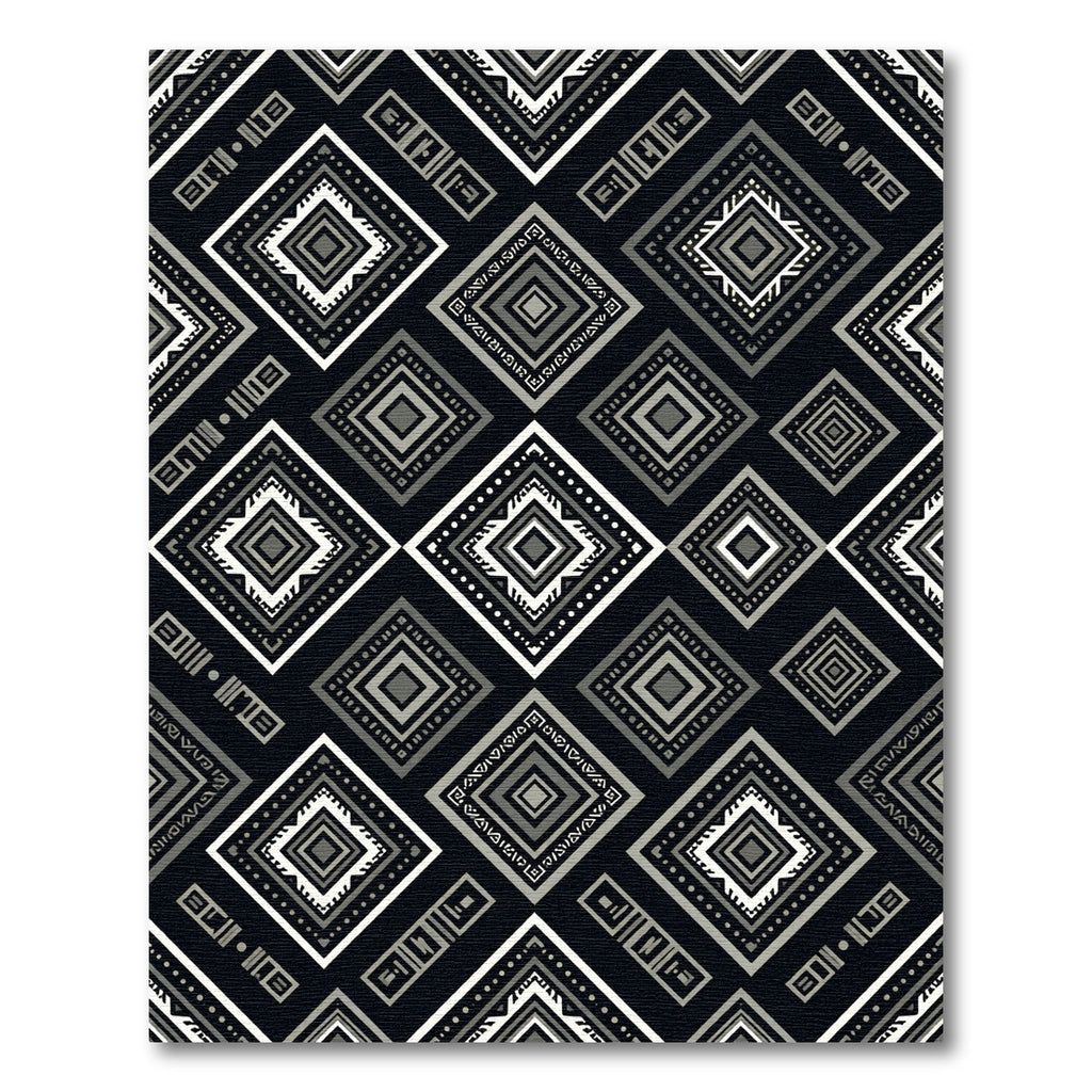 Monochromatic Geometric Diamond Boho Art Rug