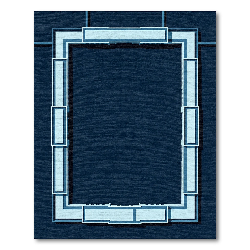 Deep Blue Rectangular Frame Rug