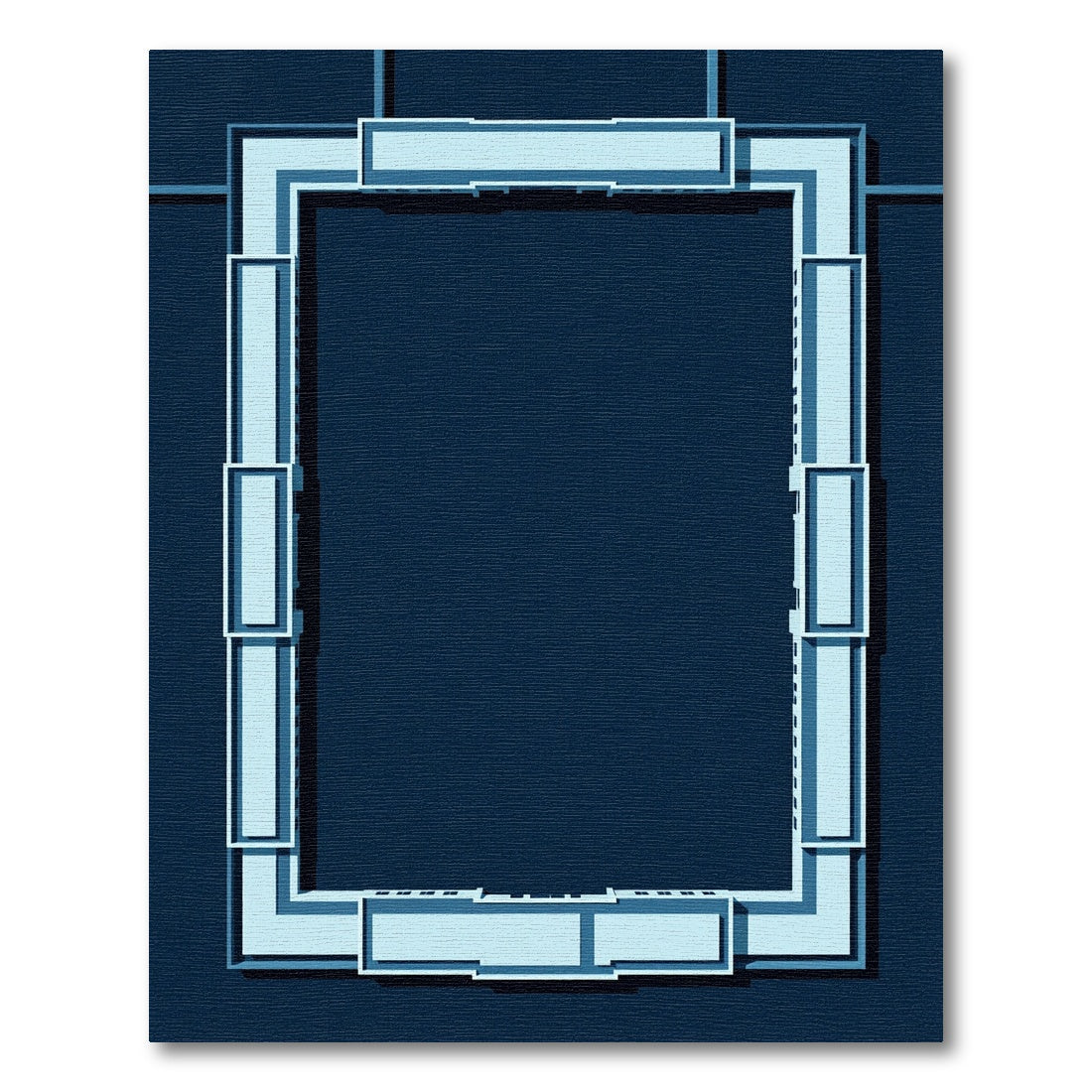 Deep Blue Rectangular Frame Rug