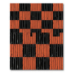Bold Burnt Orange Black Checkered Grid Rug