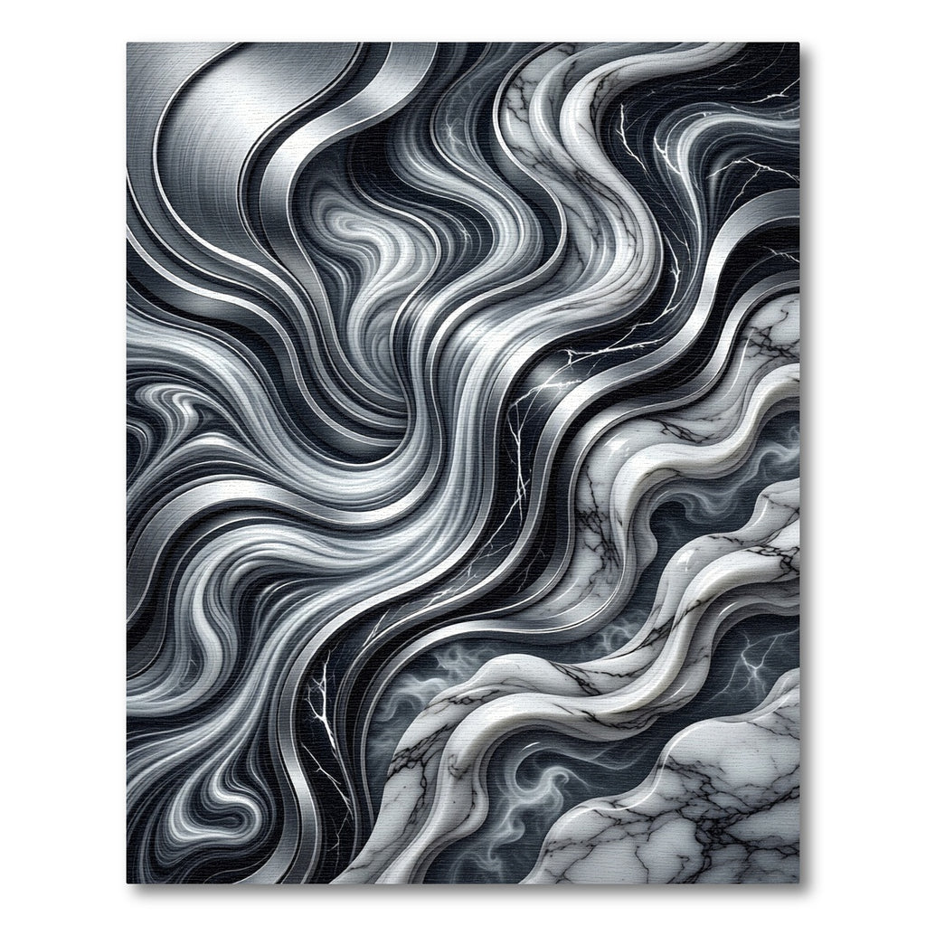 Monochromatic Fluid Swirl Marble Abstract Rug