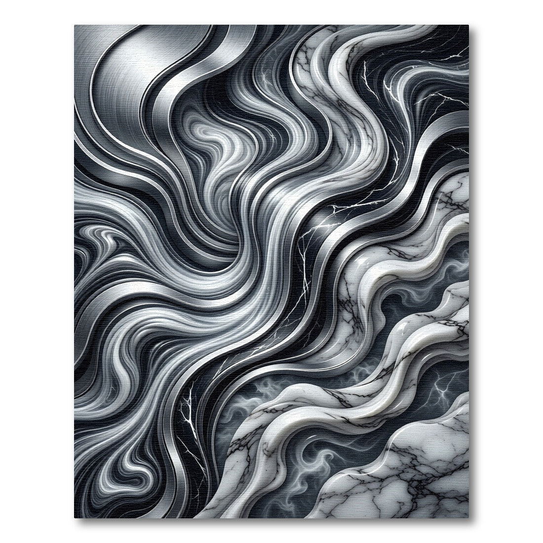 Monochromatic Fluid Swirl Marble Abstract Rug