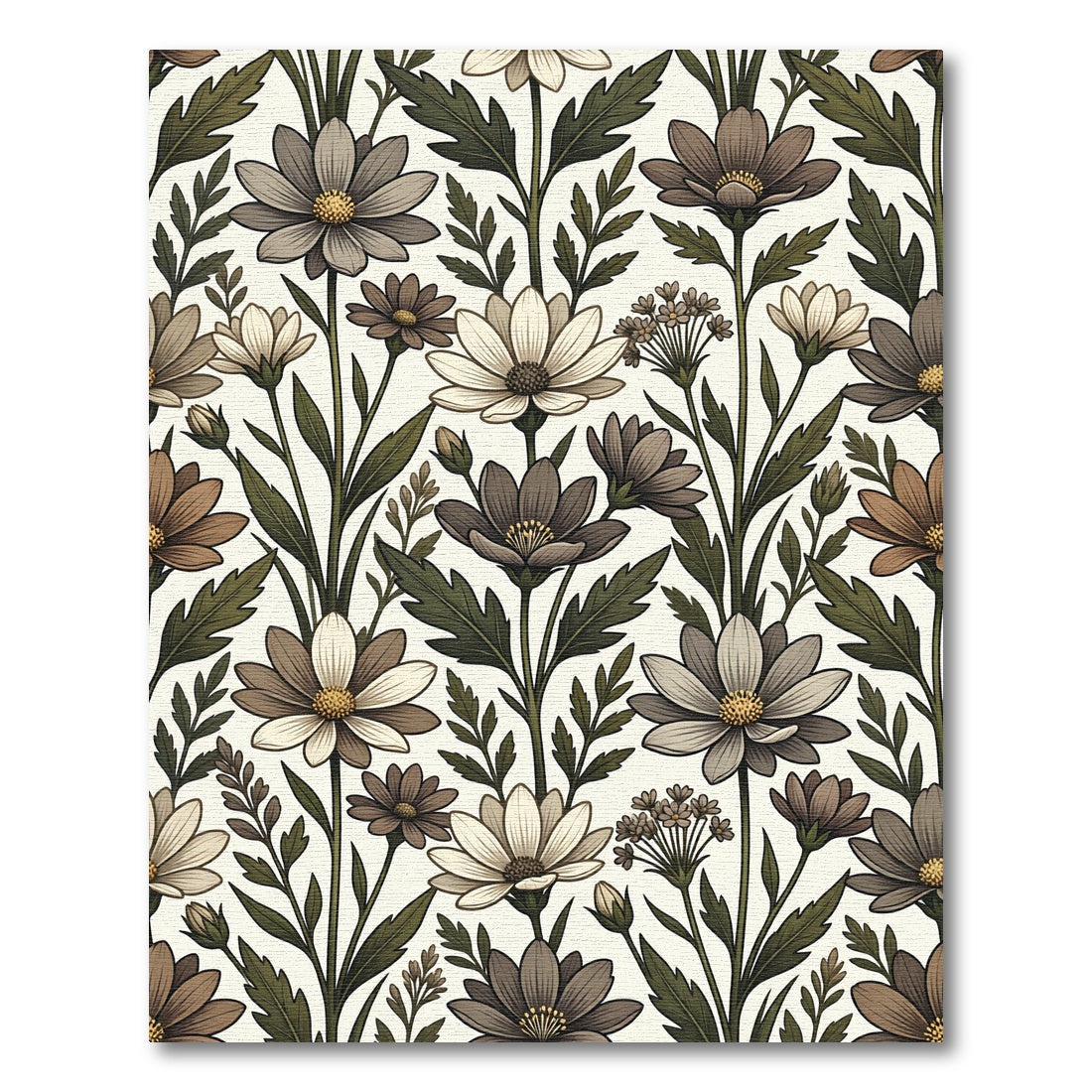 Earthy Floral Botanical Garden Rug