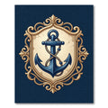 Vintage Navy Anchor Ornate Gold Frame Rug