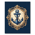 Vintage Navy Anchor Ornate Gold Frame Rug